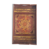 Old vintage marquetry wooden tray