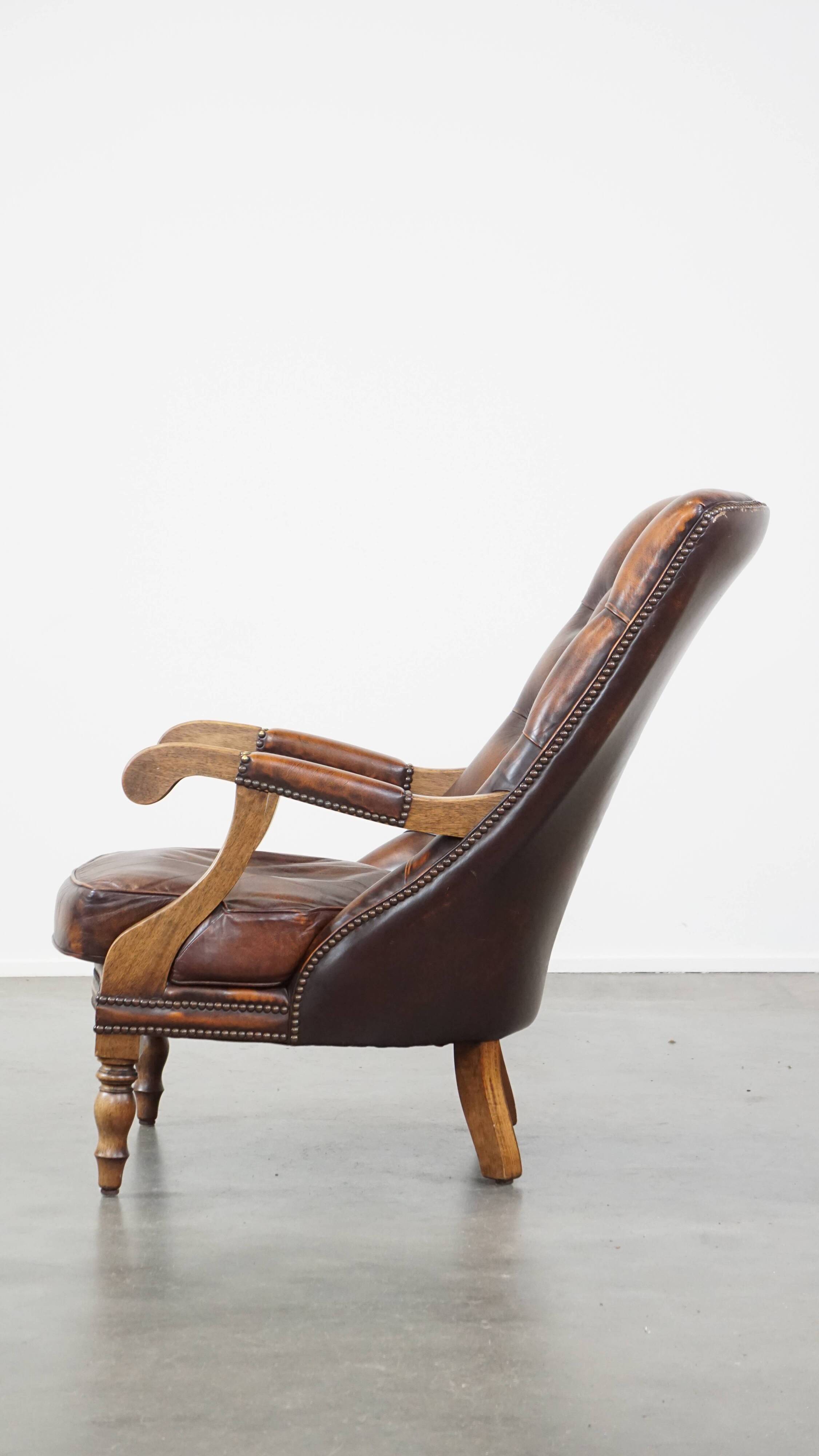 English cow leather chesterfield armchair