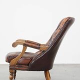 Fauteuil chesterfield en cuir de vache anglais