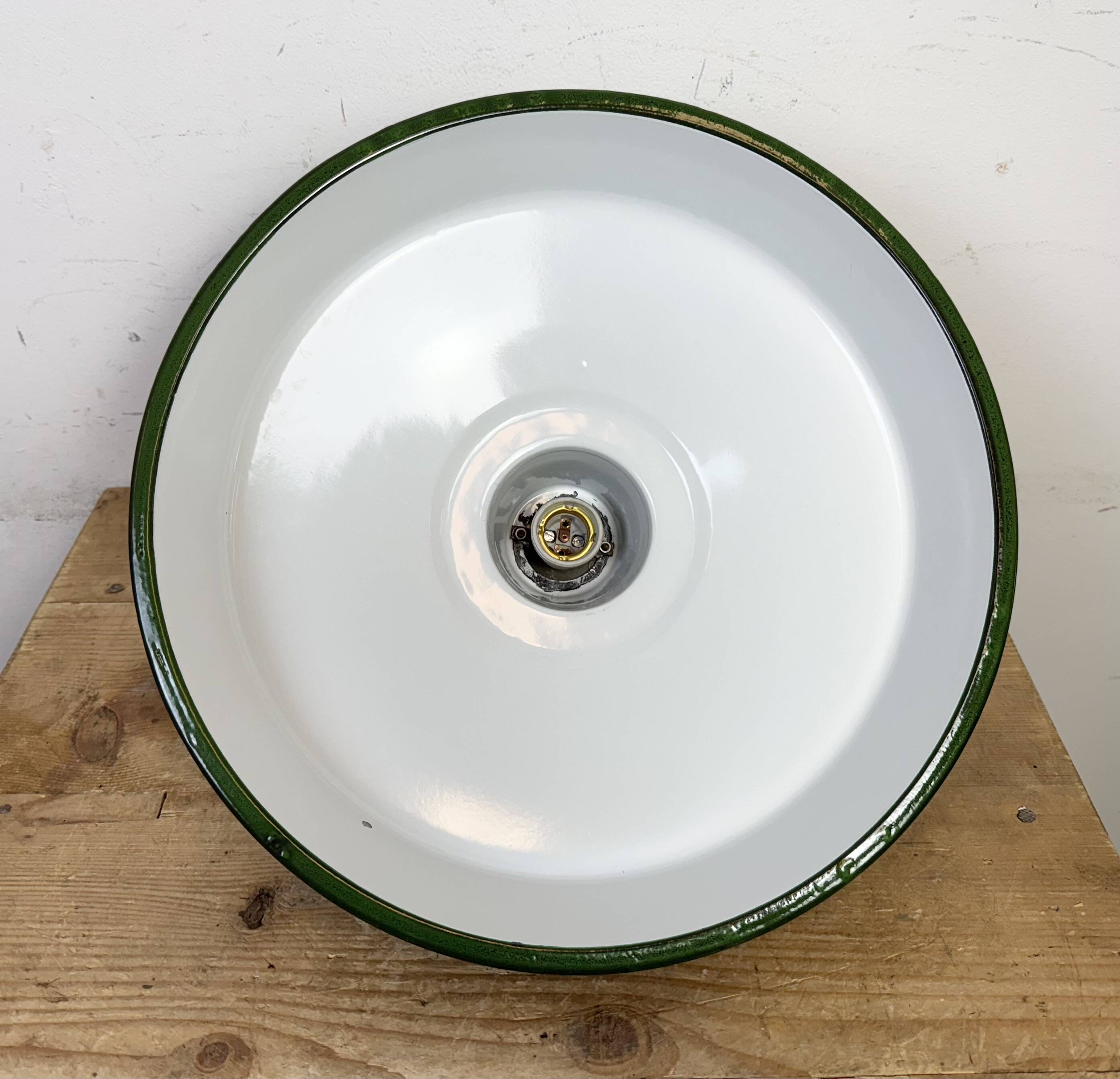 Industrial Green Enamel Factory Pendant Lamp, 1960s