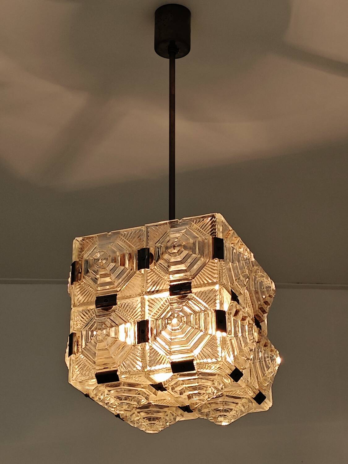 Pyramid chandelier by Jaroslav Bejvl for Preciosa, Kamenicky Senov 1967