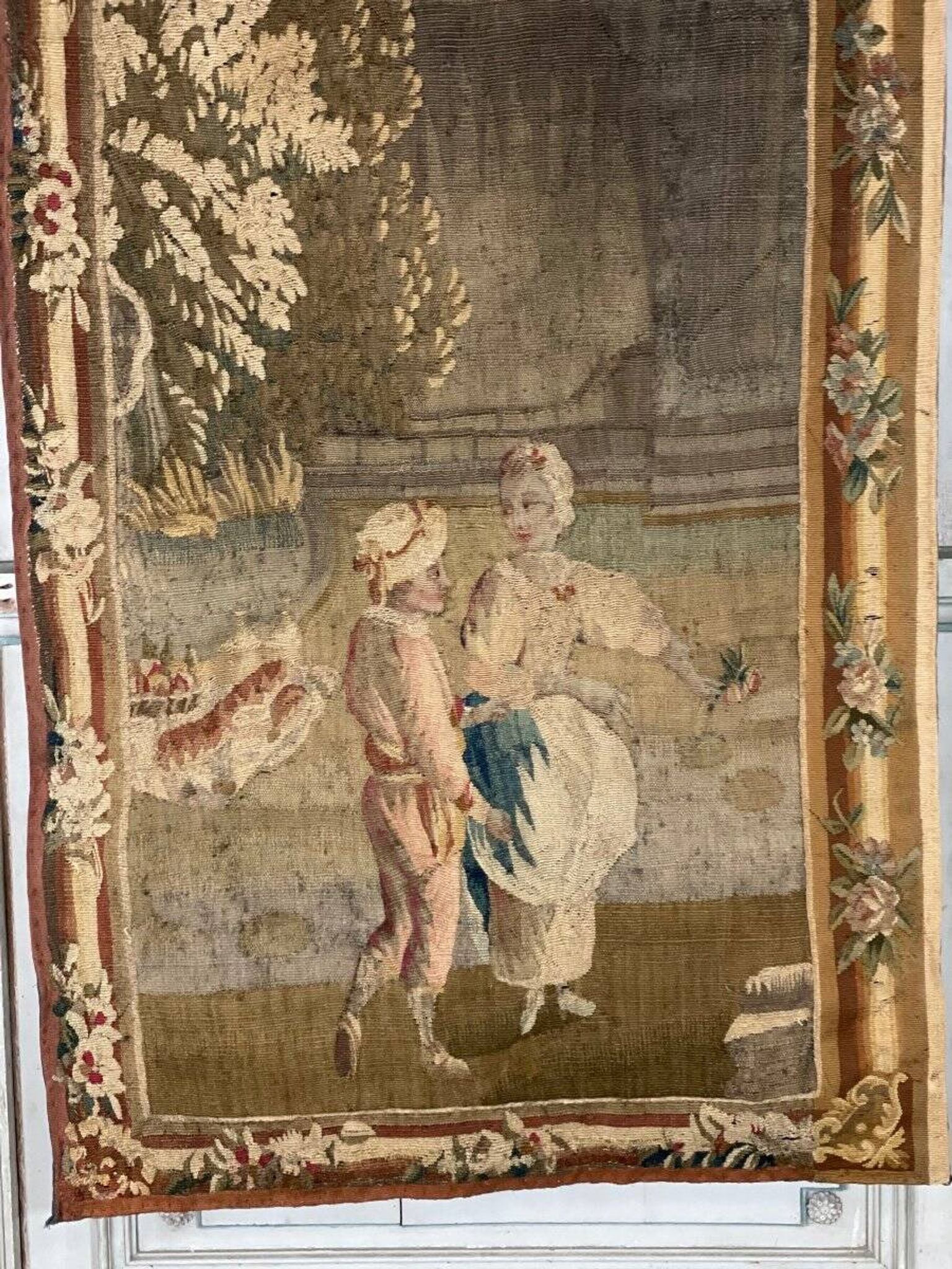 Wool and silk tapestry, door hanging, 18th century