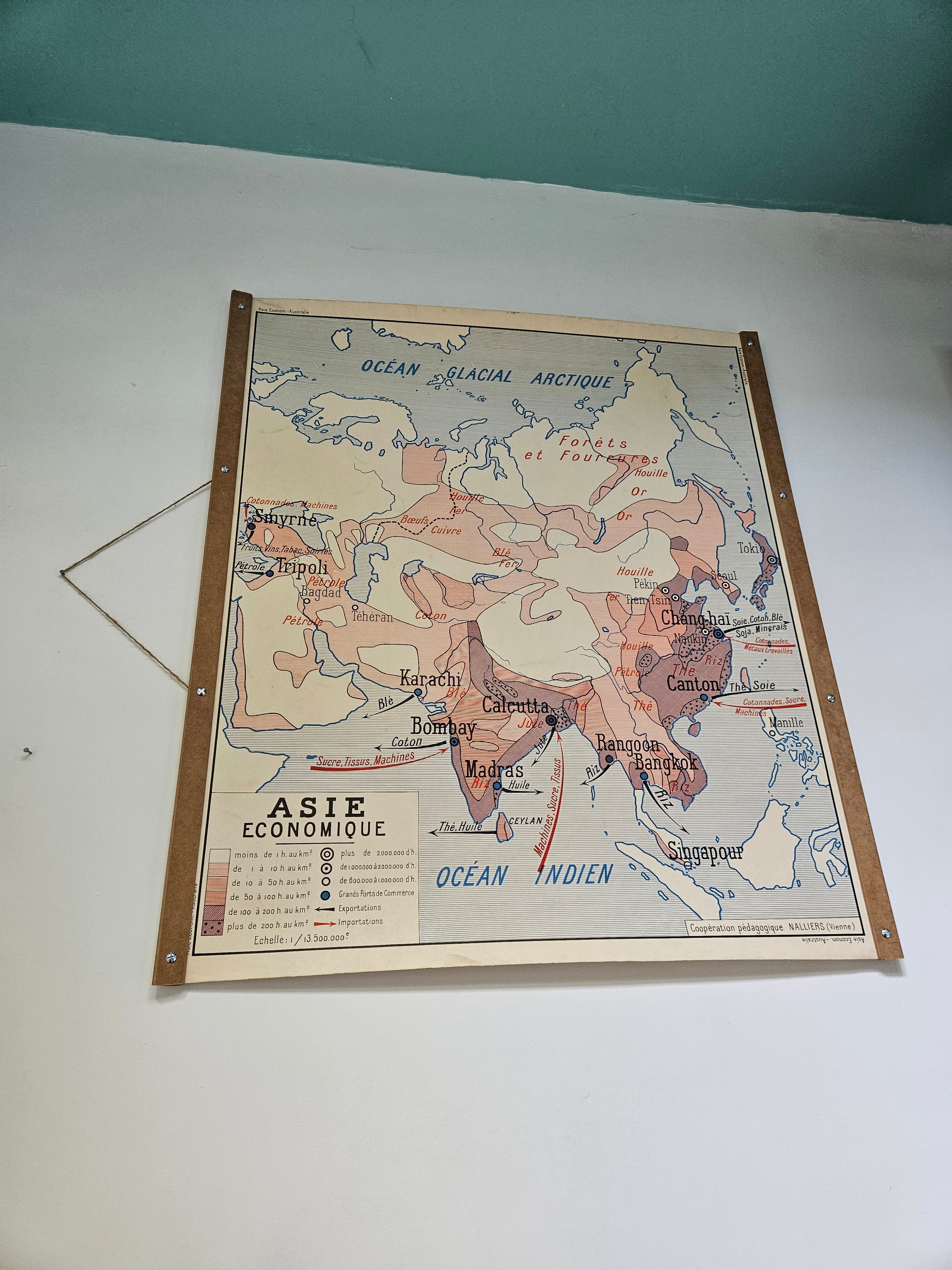 Old school map of geography of Australia and Asia double-sided