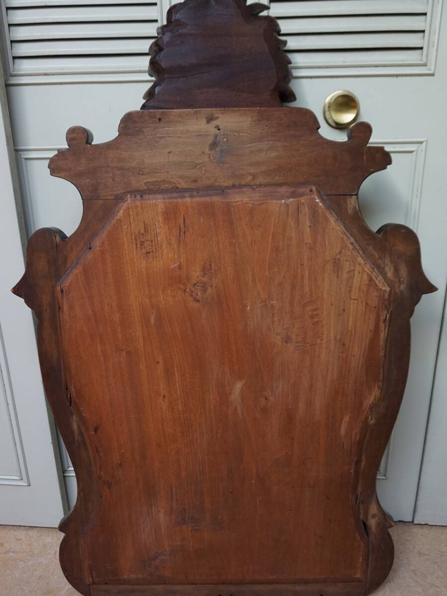 Antique Baroque Wall Mirror in Carved Mahogany