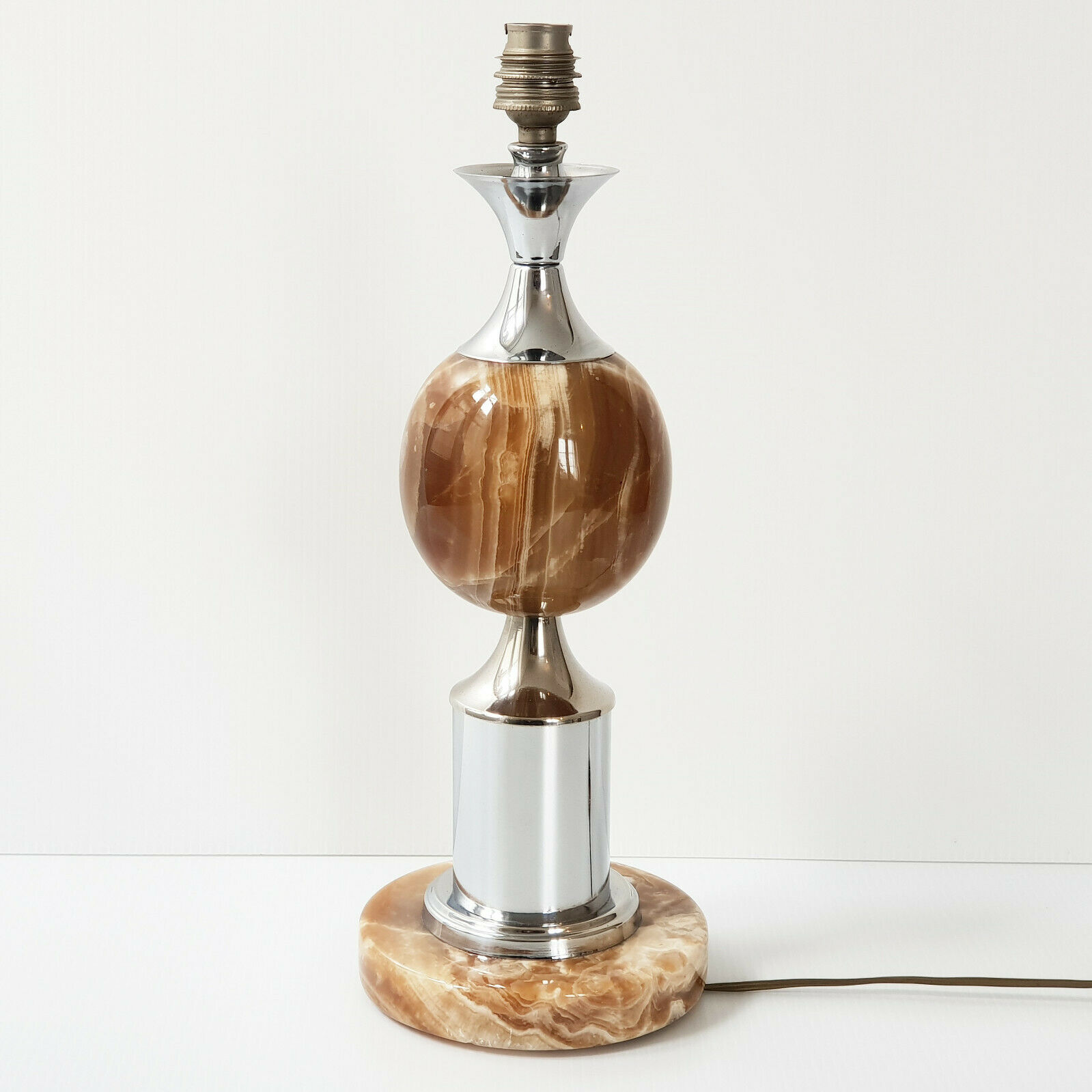 Pied de lampe de table 1970 marbre & chrome