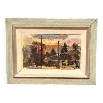 Original Swedish Oil On Panel – “Abstract Composition” By Erik Emanuelsson – Vintage & Framed – 36 × 49 Cm (14.2" × 19.3")