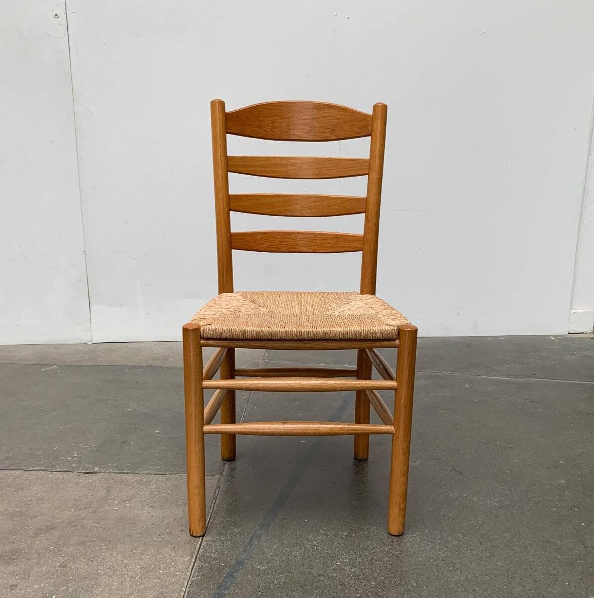 Scandinavian bench and chair set made of paper cord and oak from TS.