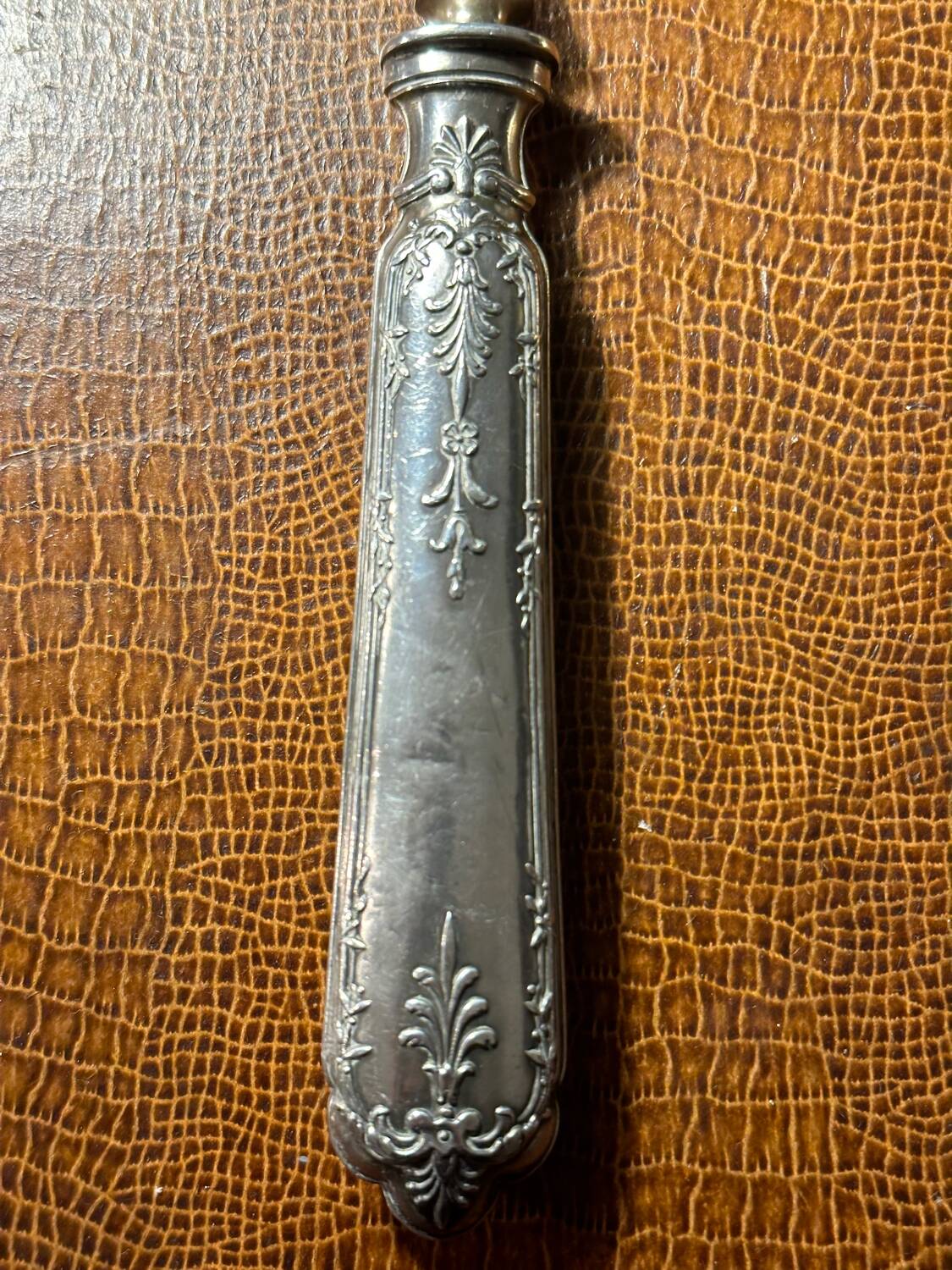 Art-Nouveau Sauce Spoon Floral Decor - Silver & Vermeil