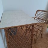 Rattan desk and armchair set