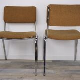 Suite of 6 chrome and tweed chairs 50