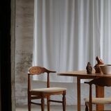 Henning Kjærnulf, set of 8 oak chairs with jute fabric, mid-century Danish, 1960s.