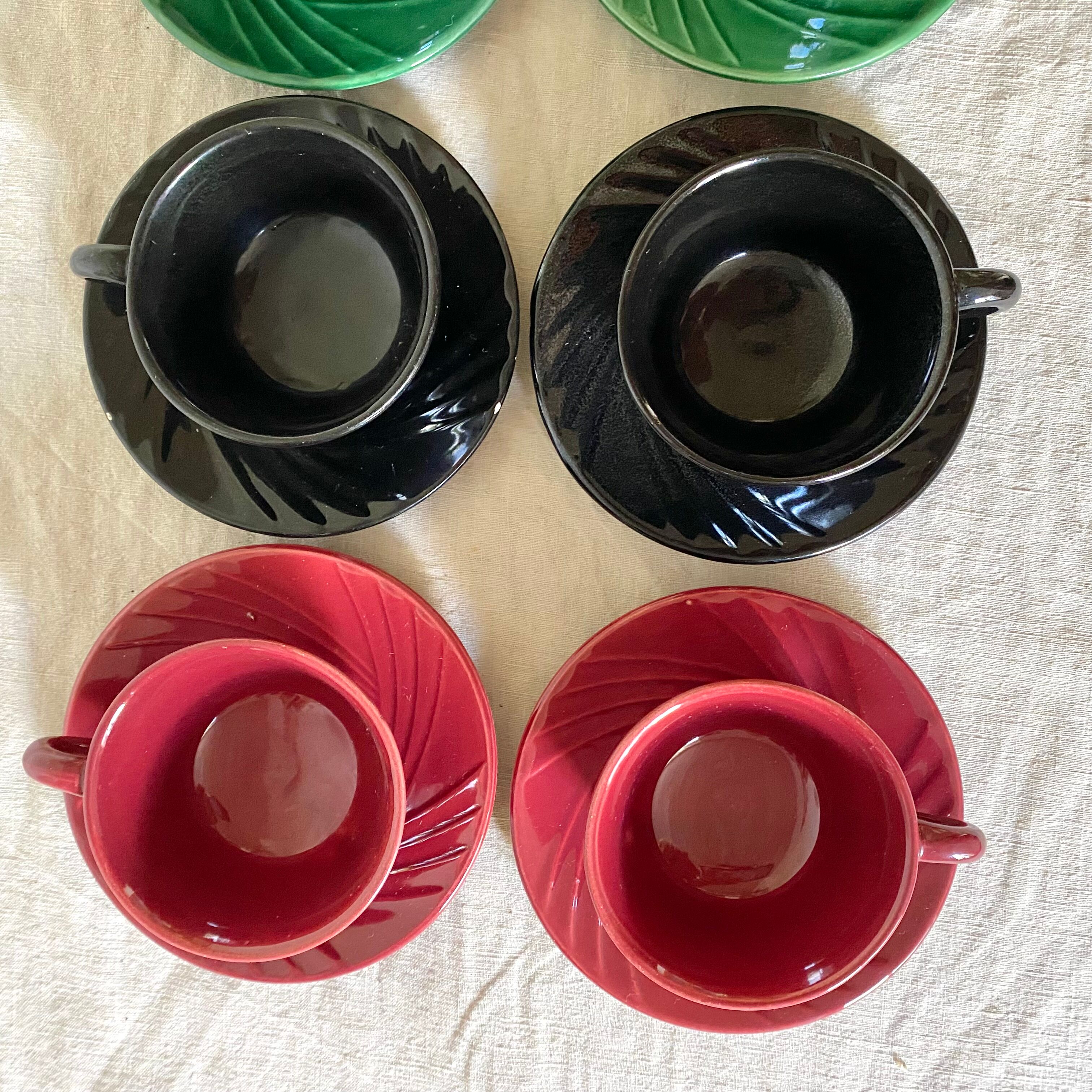 Colorful vintage mugs