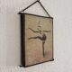 Vintage 1930s triptych mirror depicting a barber, hairdresser, and young dancer