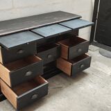 Furniture of trade nine drawers three shelves patina black