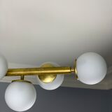 Italian opalglass and brass bubble lamp 1950