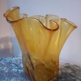 Old vintage mouth-blown glass vase, Scandinavian style, 60s
