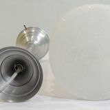 Vintage pendant light in white speckled opaline glass