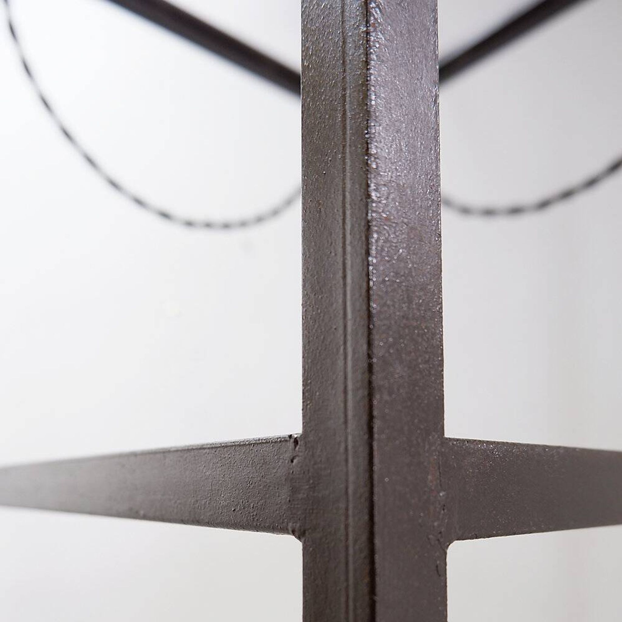 Pair of vintage pagoda-style shelves in black metal