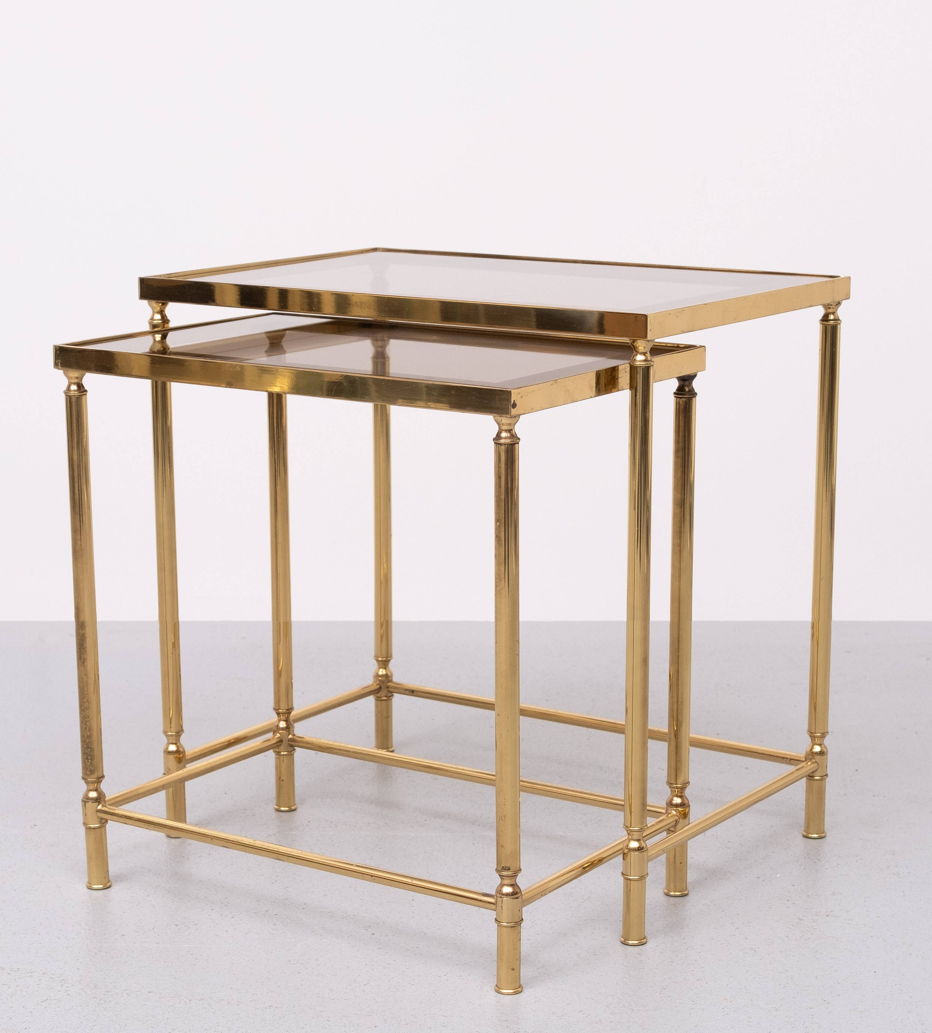 Brass side tables Hollywood Recency 1970s France