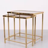 Tables d'appoint en laiton Hollywood Recency années 1970 France