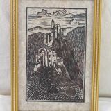 Lithograph print signed Herte landscape view 90/250