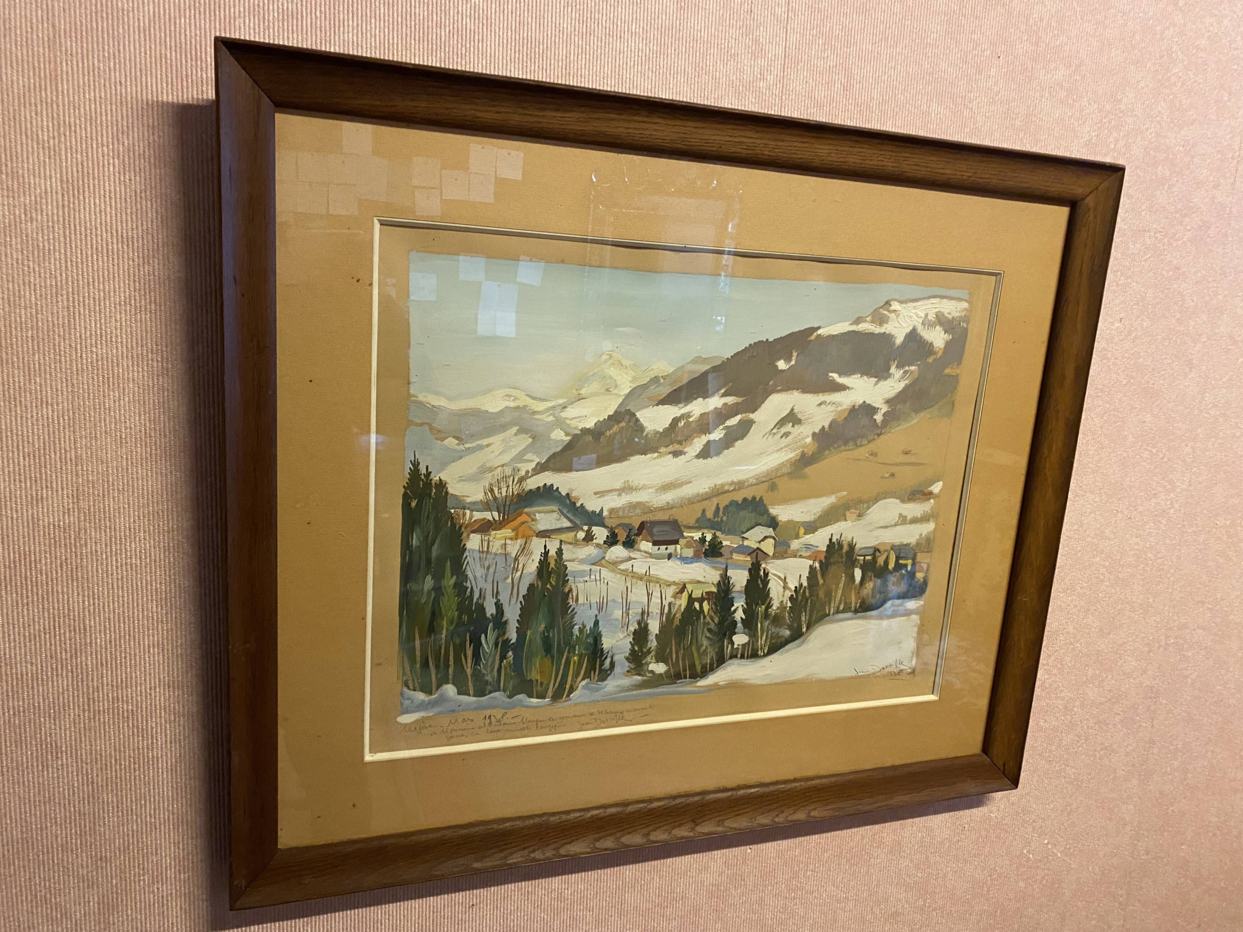 Watercolour by Jean Dorville " landscape in Megève