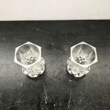 Pair Old Crystal Salerons Small Model Vintage Kitchen Utensils