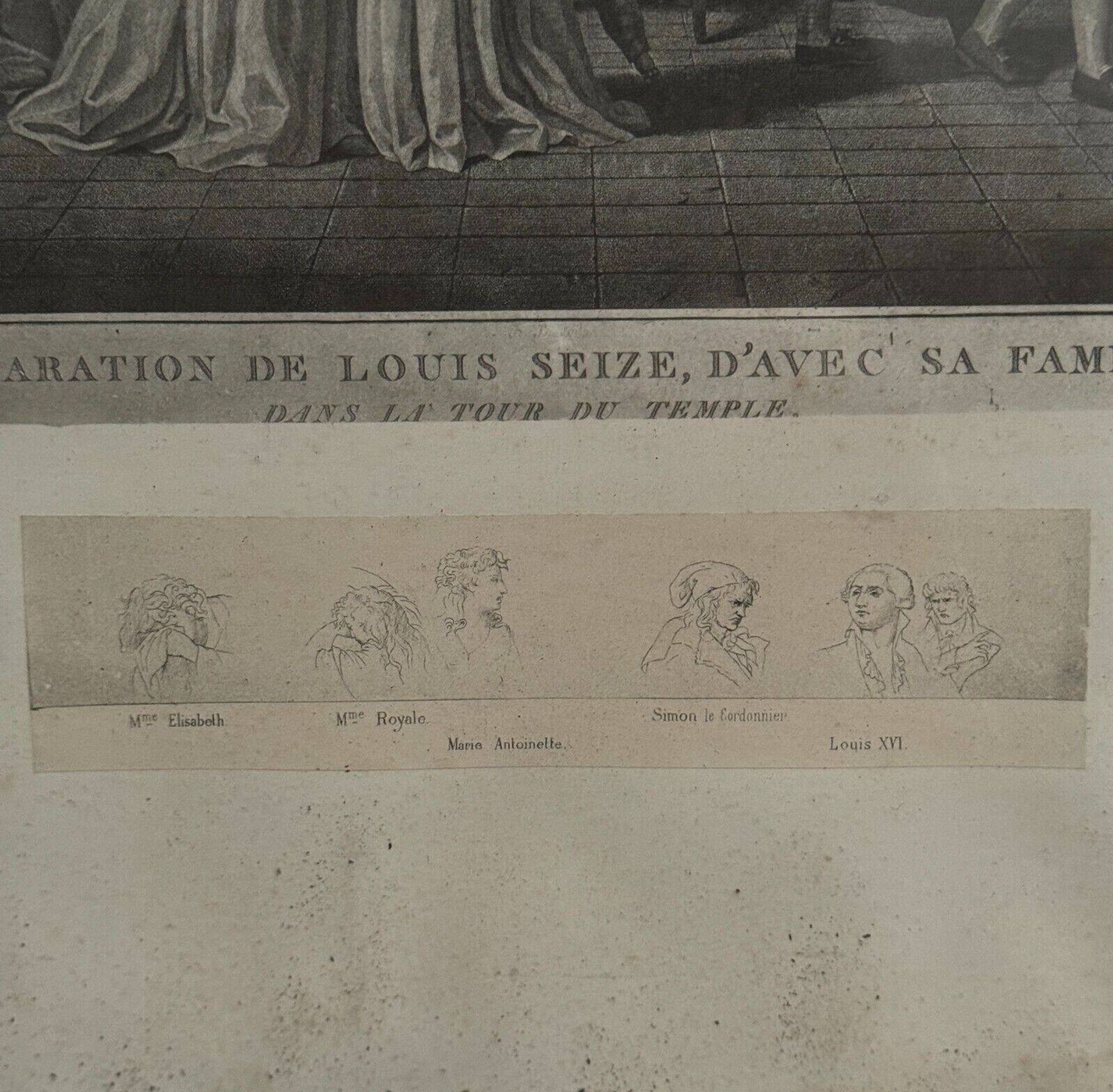 19th Century Revolution Engraving The Separation of Louis XVI from his Family