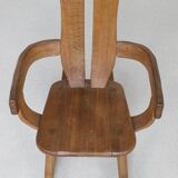 Brutalist Rocking Chair in Solid Oak by De Puydt, 1970s
