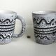 Pair of vintage mugs by Jean Austruy in Vallauris.