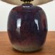 Pair of ceramic sandstone ball lamps and wool lampshades