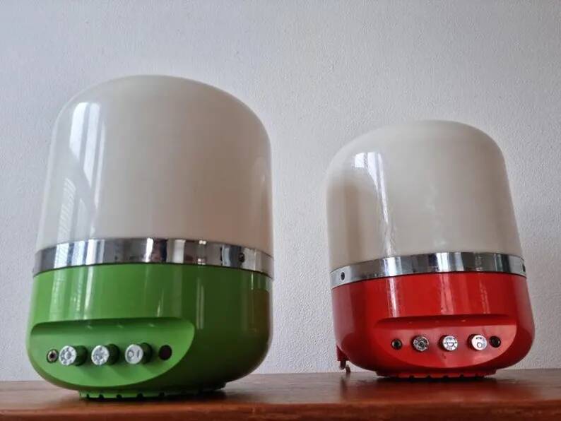 Set of Two Midcentury Table Lamps, Space Age, Adriano Rampoldi, Italy, 1970s