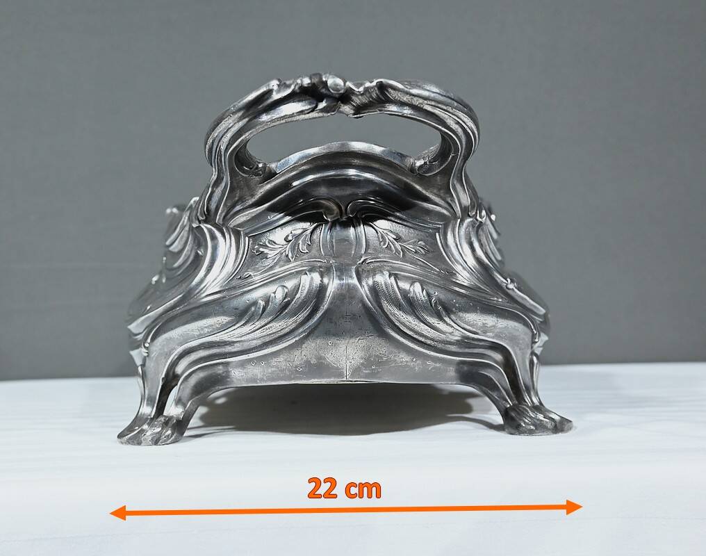 Silvered Bronze Planter, Victor Saglier, Art Nouveau – Late 19th Century