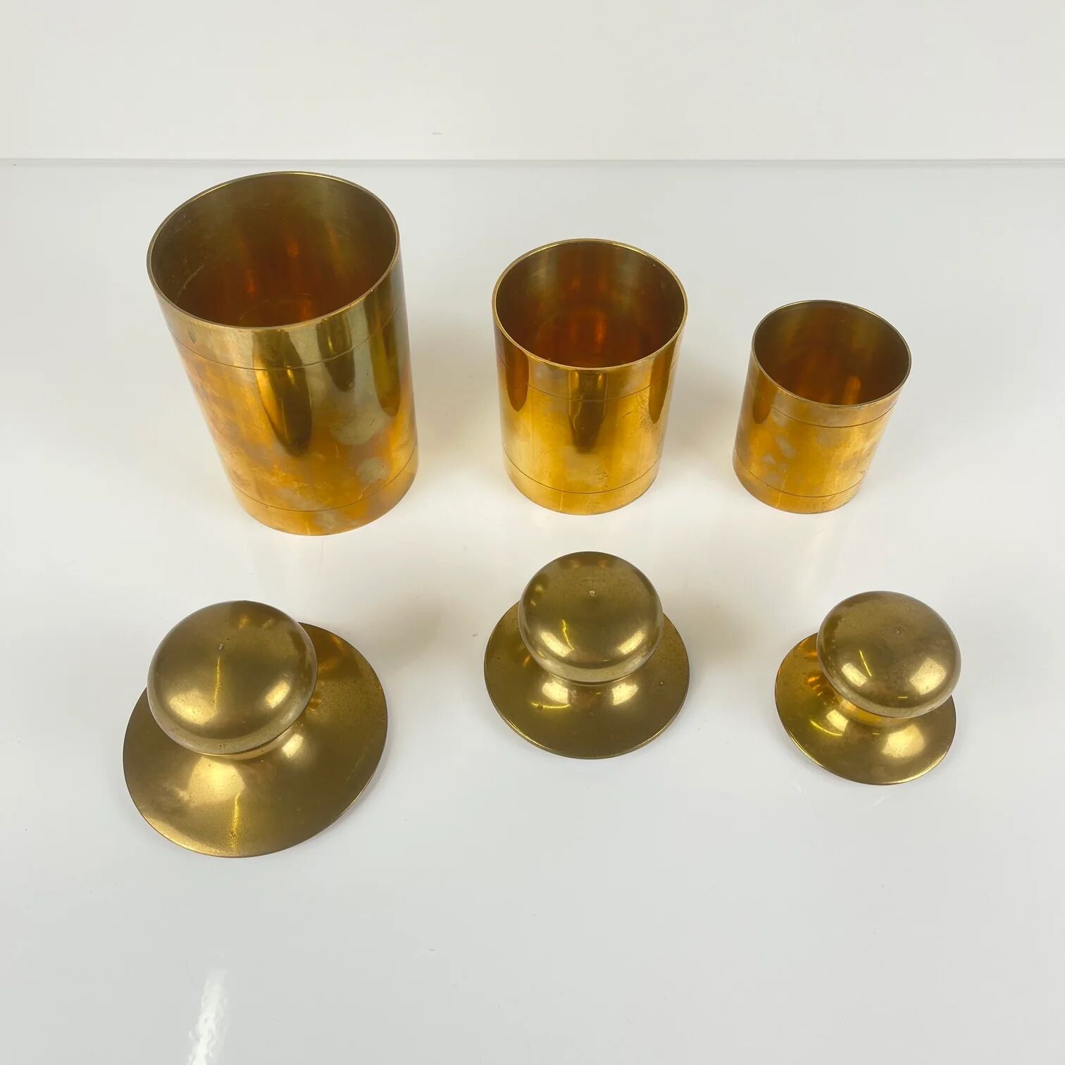 Set of 3 vintage brass boxes, 1960s-1970s