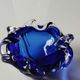 Empty pocket blown art glass from Murano Italy, corolla shape, cobalt blue