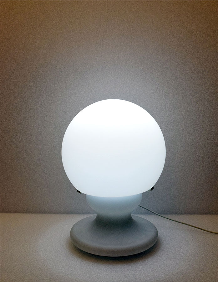 Large Opaline Blown Glass Lamp, 1970s