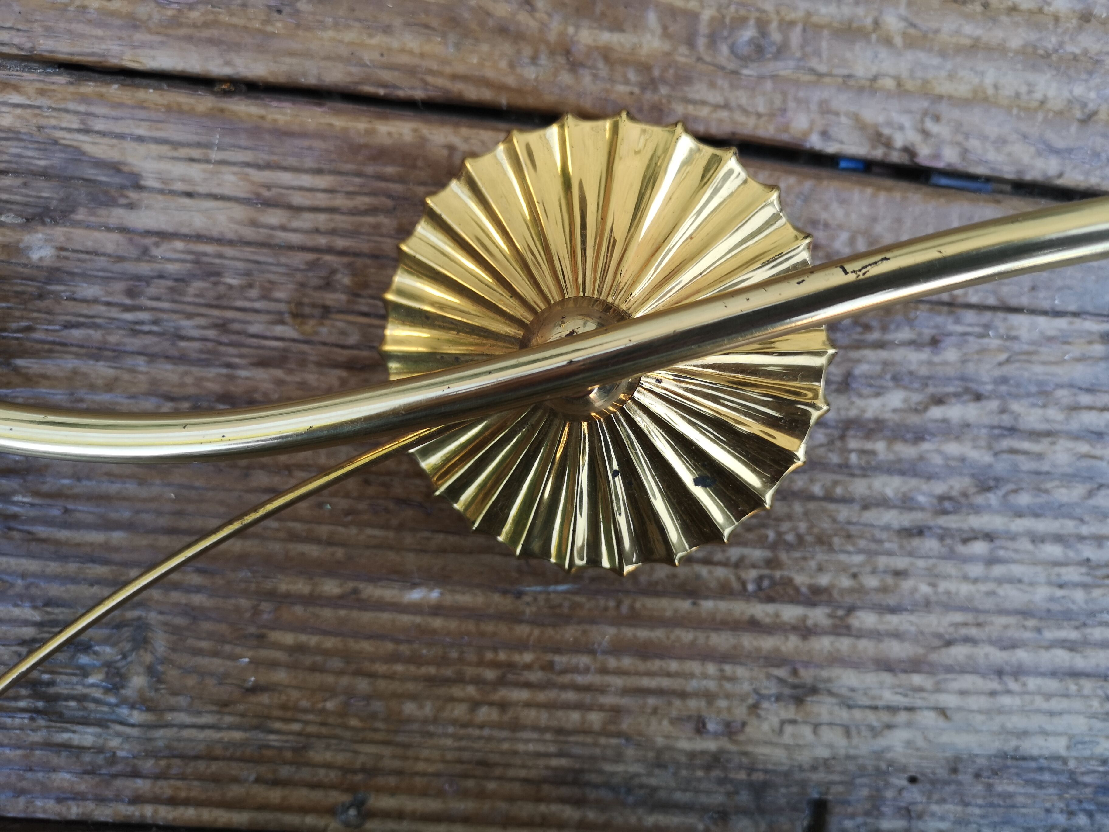 Vintage brass sconces and moulded glass wheat spikes