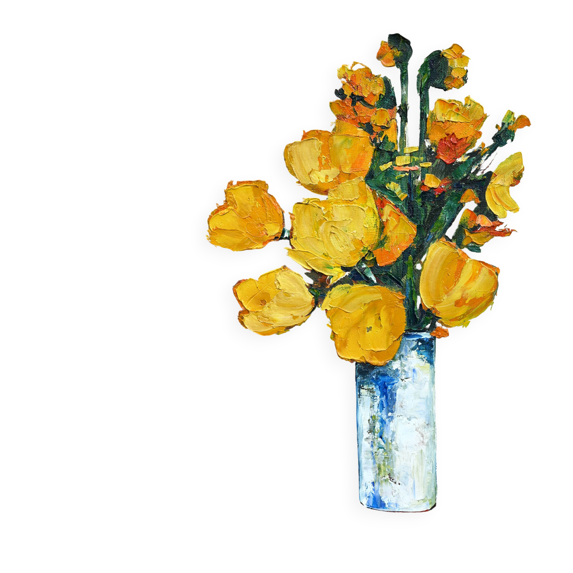 Pierre gross (xxe) bouquet de tulipes jaunes
