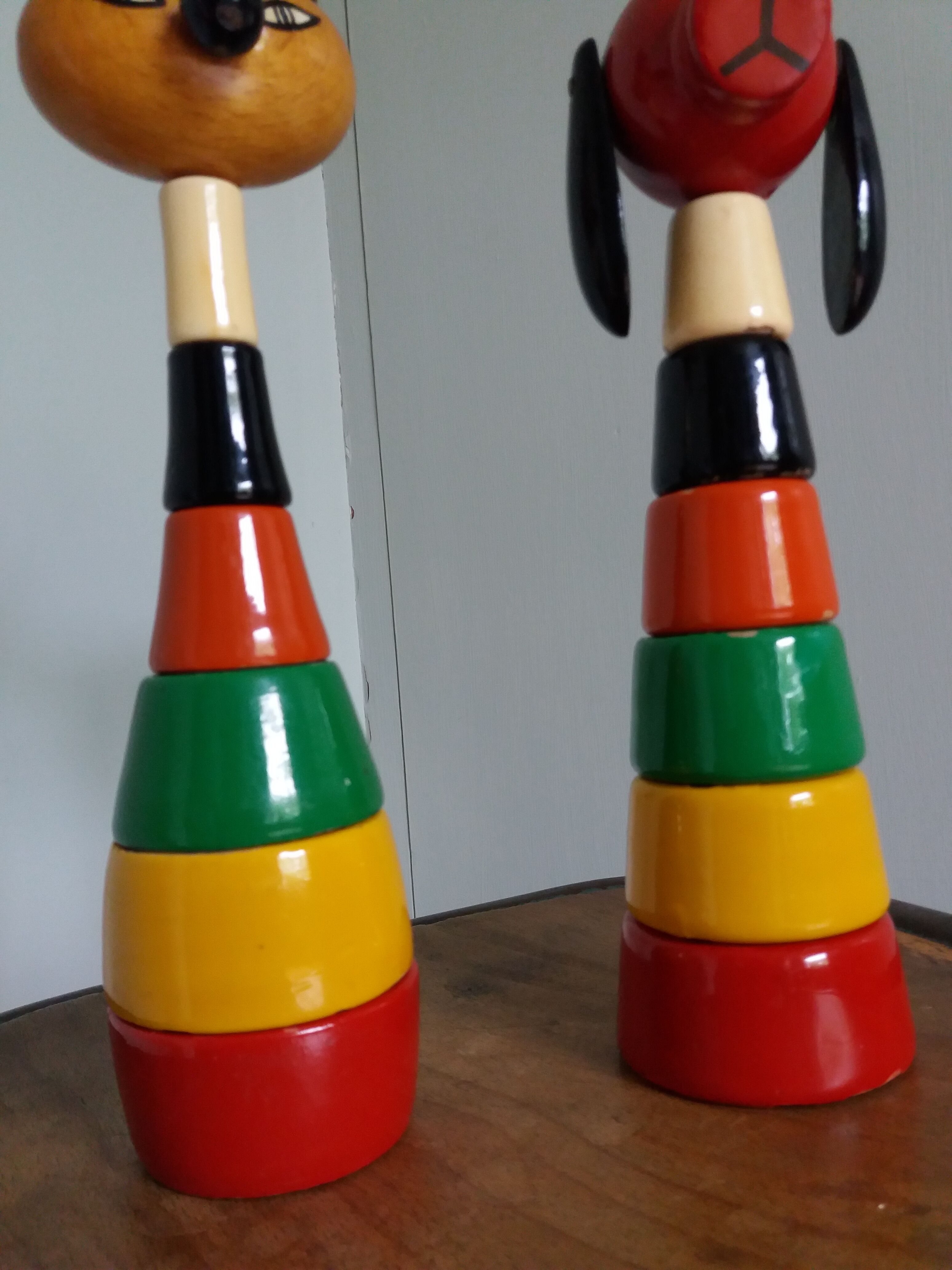 Wooden cat and dog stack toys