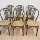 Lot de 6 chaises de salle à manger vintage en bois courbé gris : siège en rotin style Thonet