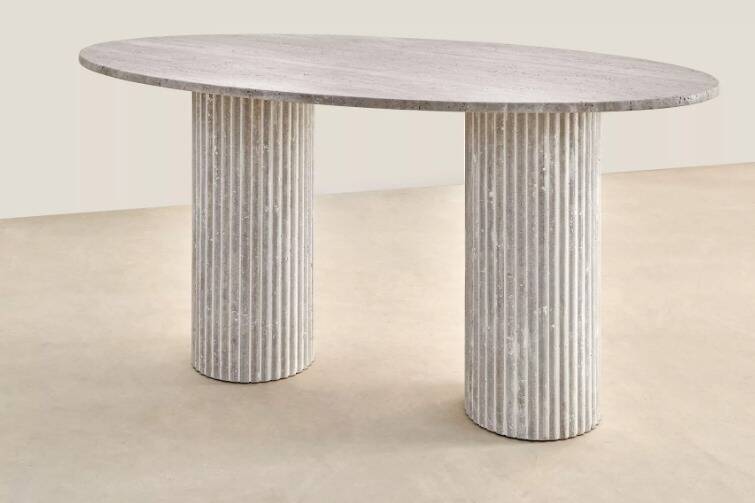 Calypso Oval Dining Table - Natural Travertine
