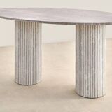 Calypso Oval Dining Table - Natural Travertine