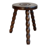 Antique wooden tripod milking stool - Turned legs