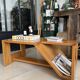 Brutalist coffee table in solid elm — Maison Regain (1970s)