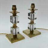 Paire de lampe en laiton et cristal 1930