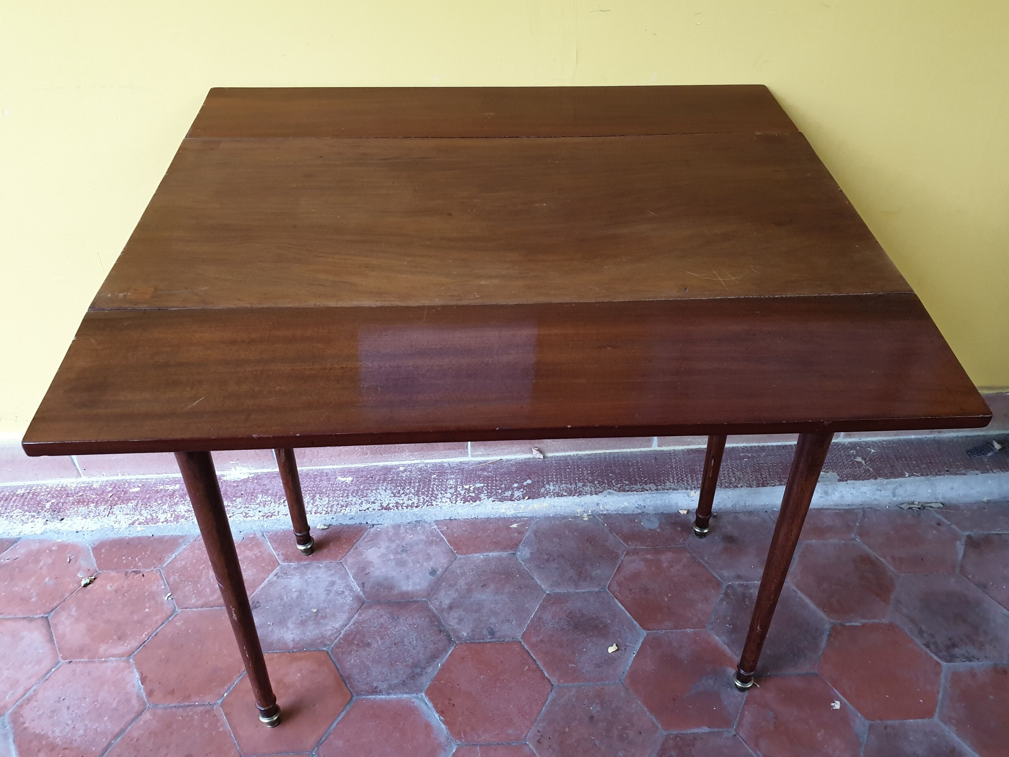 Old table with wooden shutters