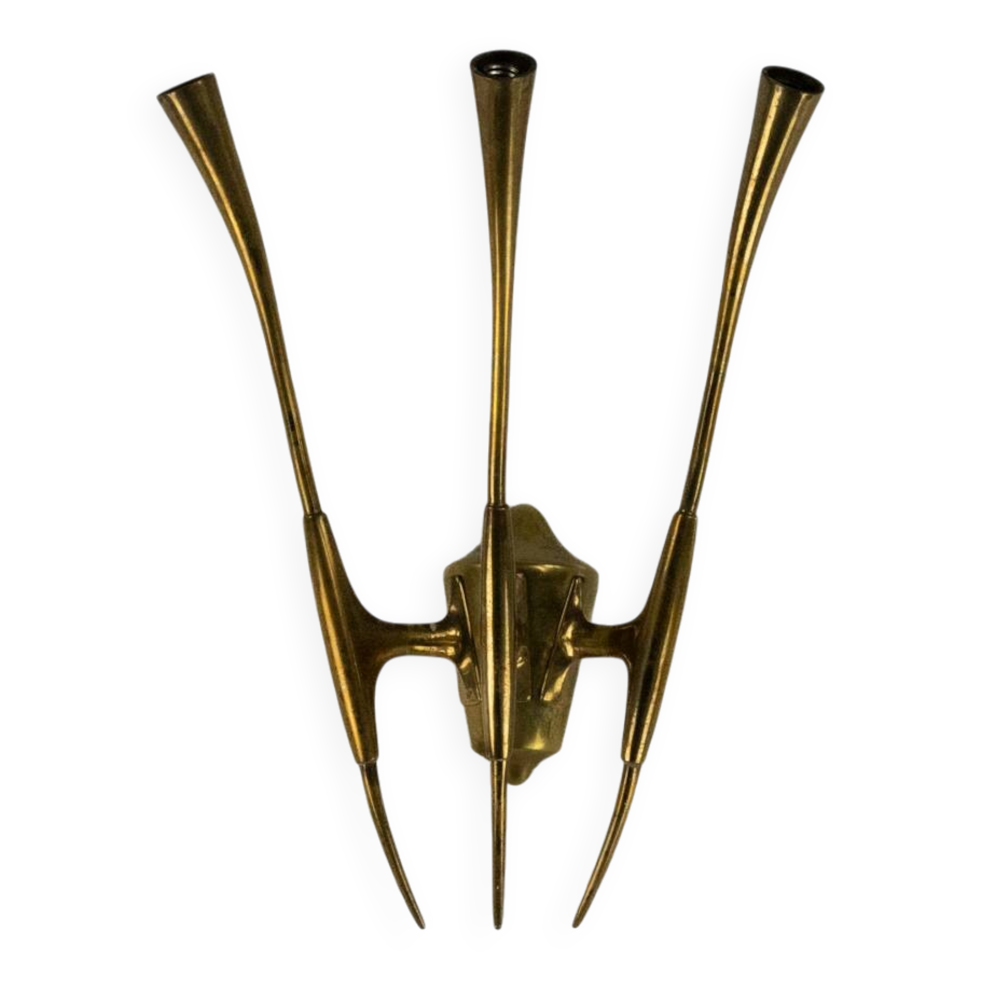 Single Brass Wall Sconce by Oscar Torlasco for Lumi Milano, Italy 1950s