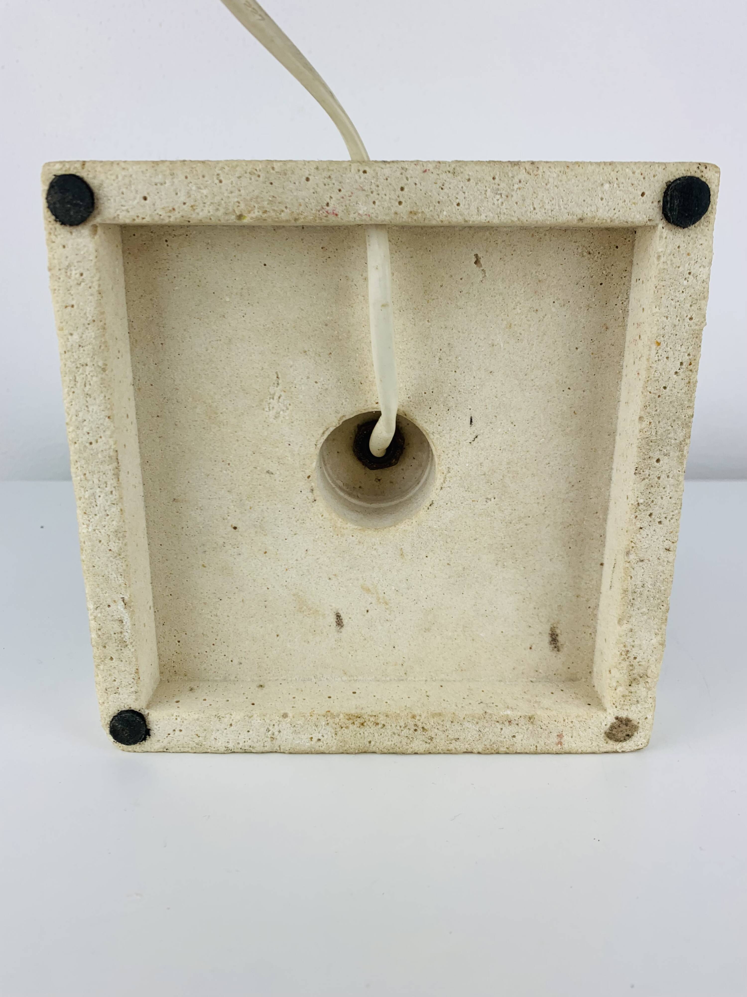 Red stone and fibreglass lamp, vintage