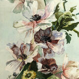 Pair of large watercolors. Bouquets of flowers Late nineteenth, early twentieth Stunt wooden frames and d