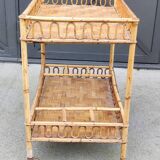 Vintage rattan bar trolley rolling serving cart